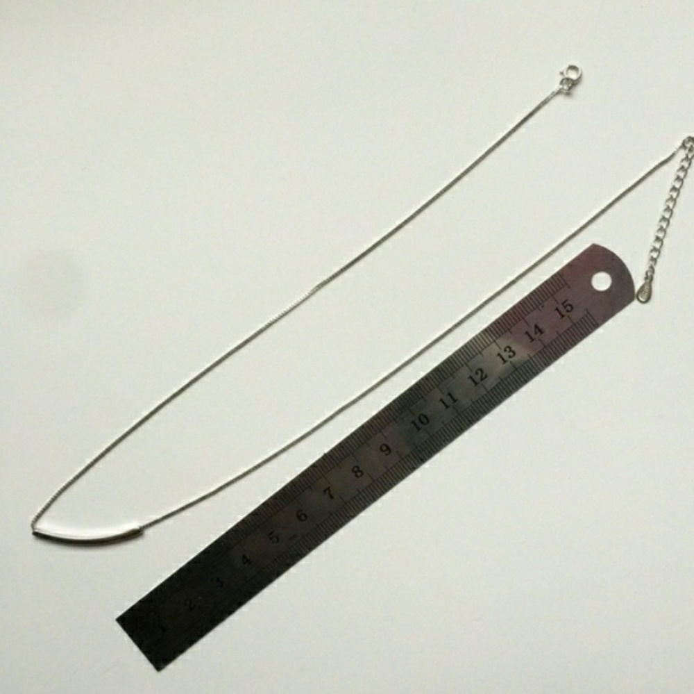 Minimalist Simple 925 Silver Silver Bar Necklace - Picture 5 of 6